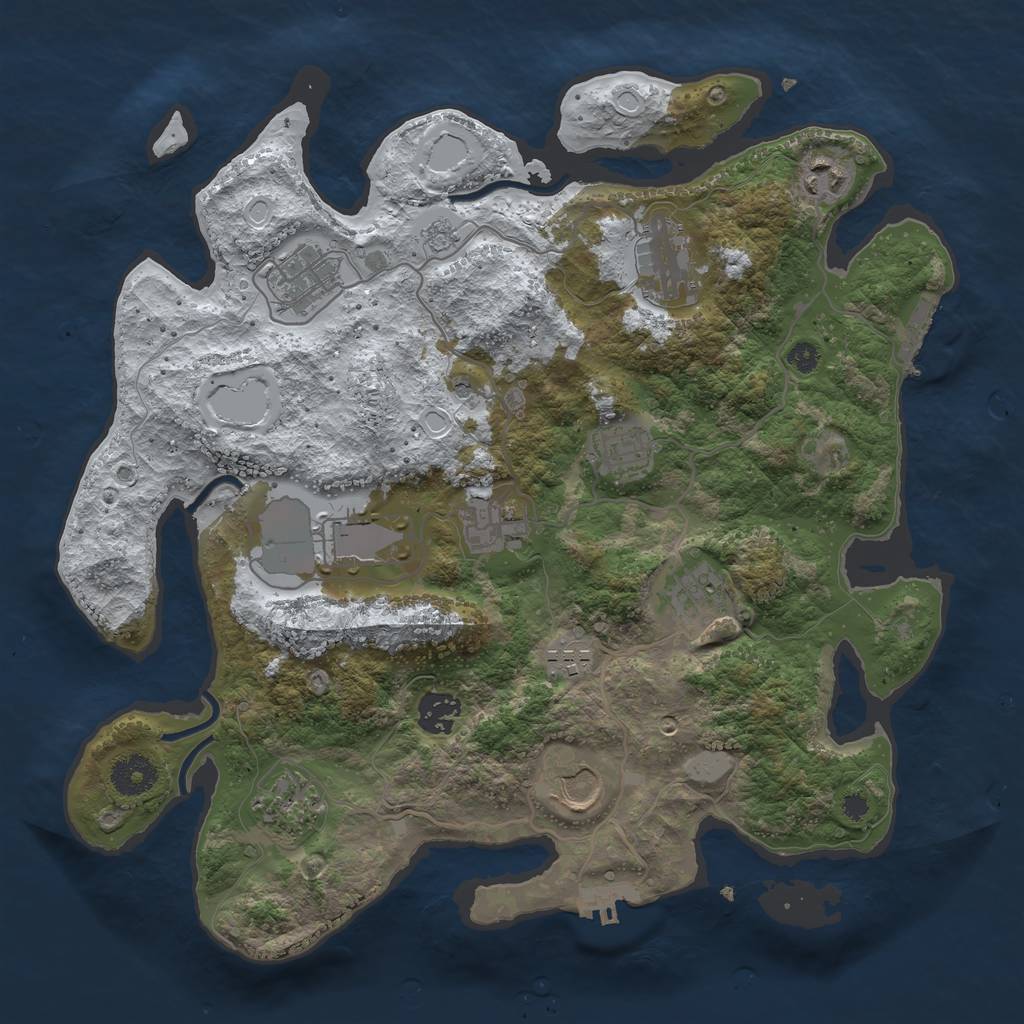 Rust Map: Procedural Map, Size: 3550, Seed: 278142, 20 Monuments