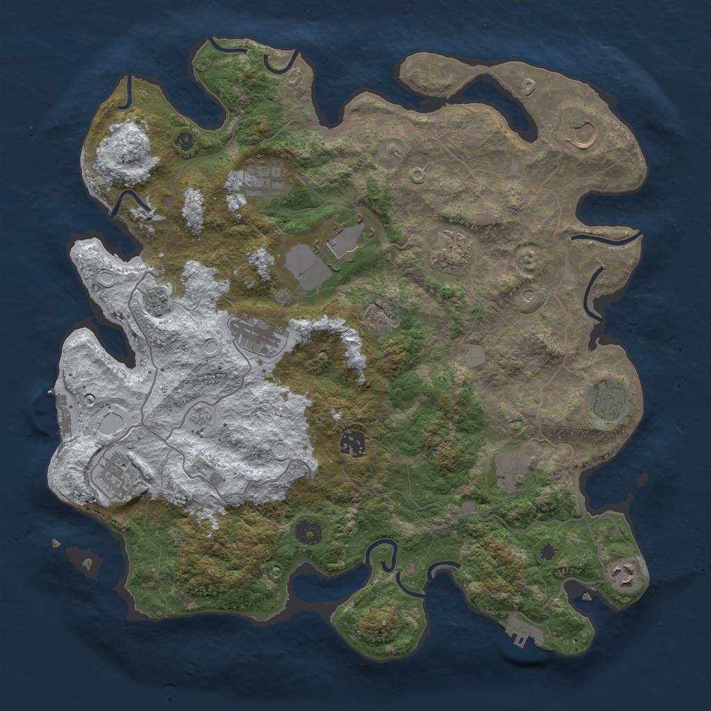 Rust Map: Procedural Map, Size: 4000, Seed: 483561, 20 Monuments