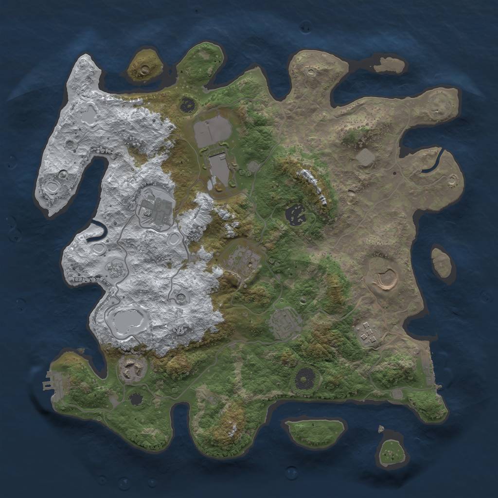 Rust Map: Procedural Map, Size: 3500, Seed: 206754889, 17 Monuments