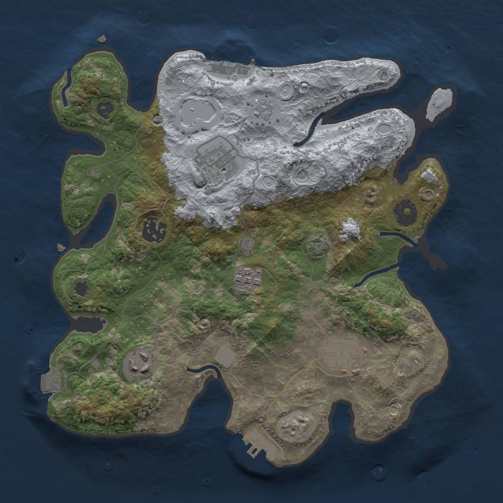 Rust Map: Procedural Map, Size: 3000, Seed: 406615849, 13 Monuments