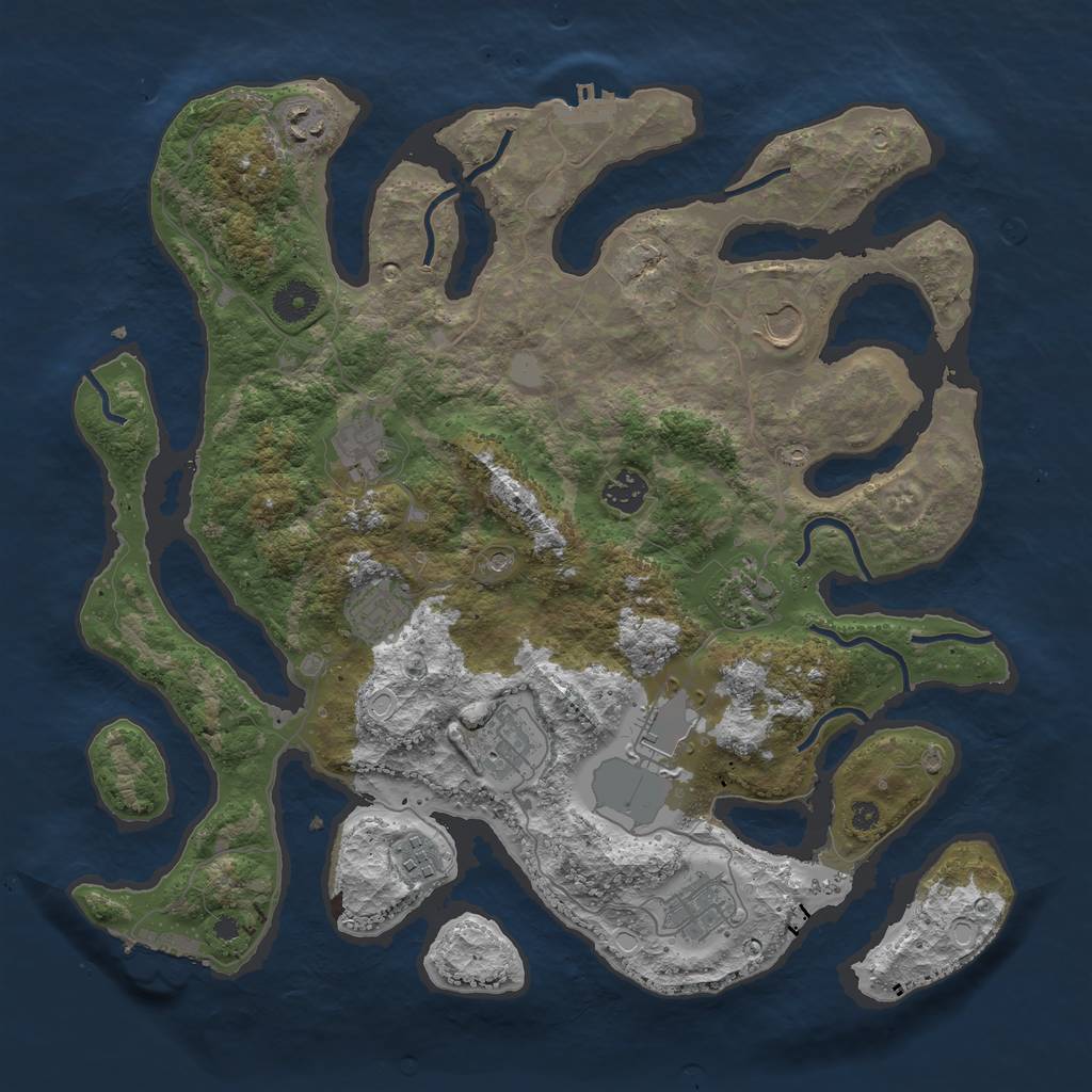 Rust Map: Procedural Map, Size: 3850, Seed: 1216650149, 18 Monuments