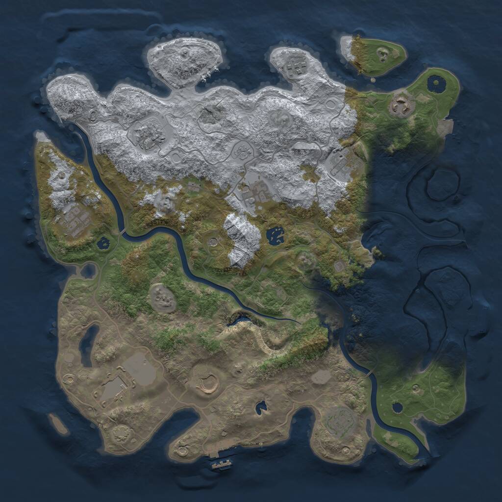 Rust Map: Procedural Map, Size: 4000, Seed: 123452, 16 Monuments