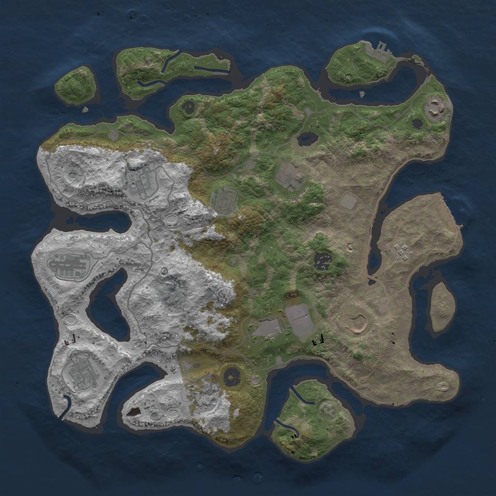 Rust Map: Procedural Map, Size: 4000, Seed: 1219836915, 19 Monuments