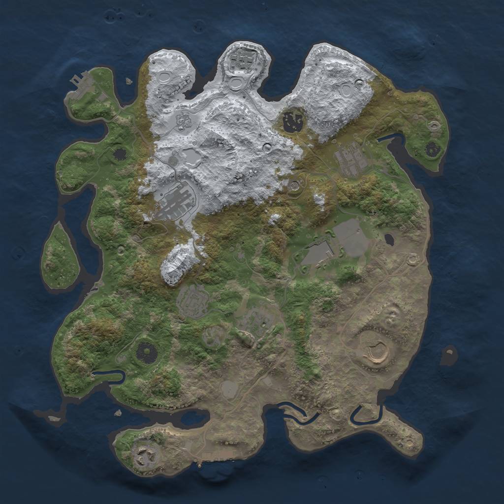 Rust Map: Procedural Map, Size: 3550, Seed: 875727, 18 Monuments