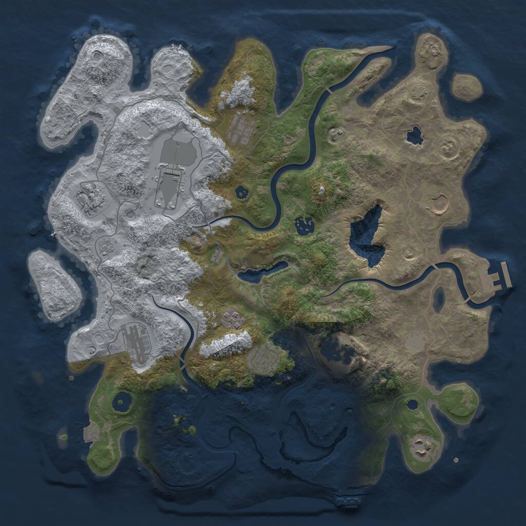 Rust Map: Procedural Map, Size: 4000, Seed: 344309, 16 Monuments