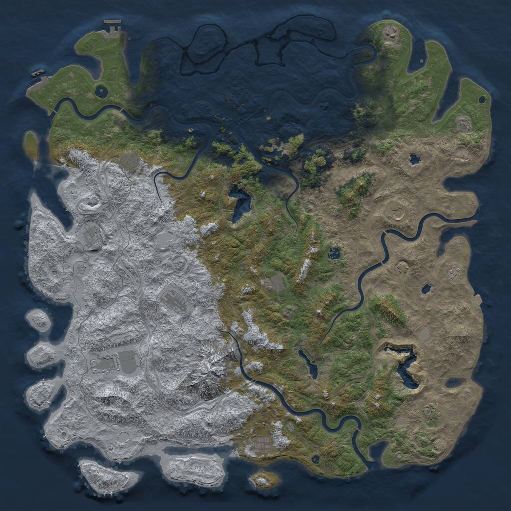 Rust Map: Procedural Map, Size: 6000, Seed: 2023644331, 17 Monuments