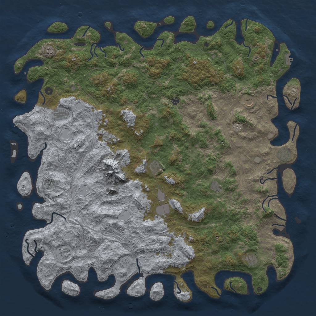 Rust Map: Procedural Map, Size: 6000, Seed: 5245, 18 Monuments