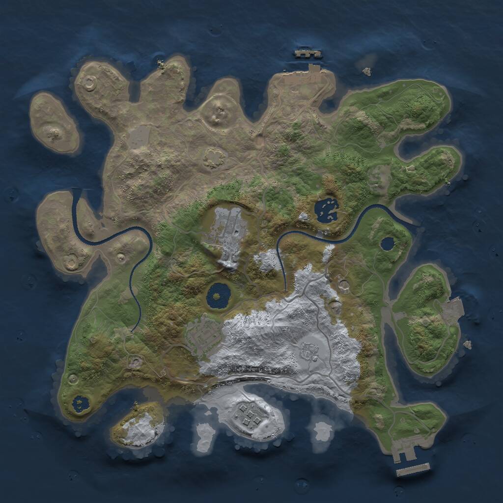Rust Map: Procedural Map, Size: 3000, Seed: 699399257, 10 Monuments