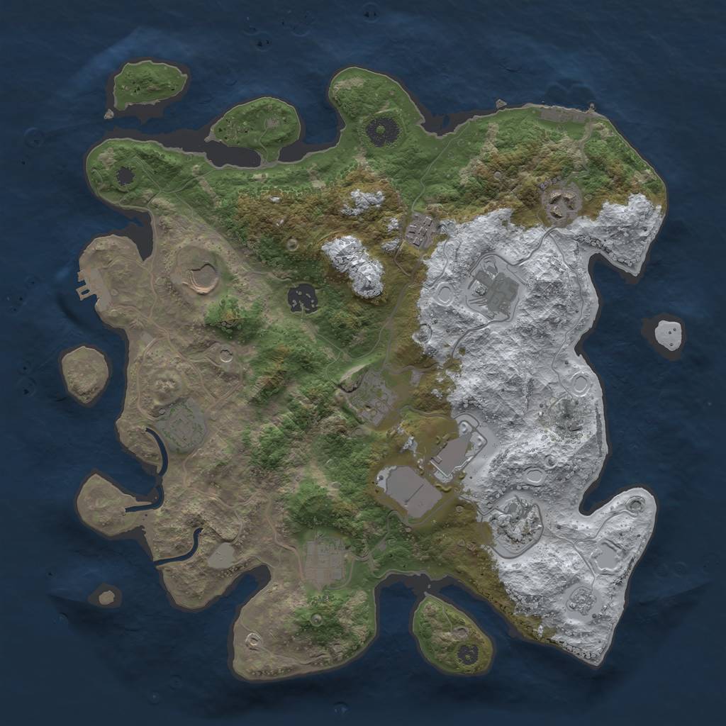 Rust Map: Procedural Map, Size: 3550, Seed: 111438, 19 Monuments