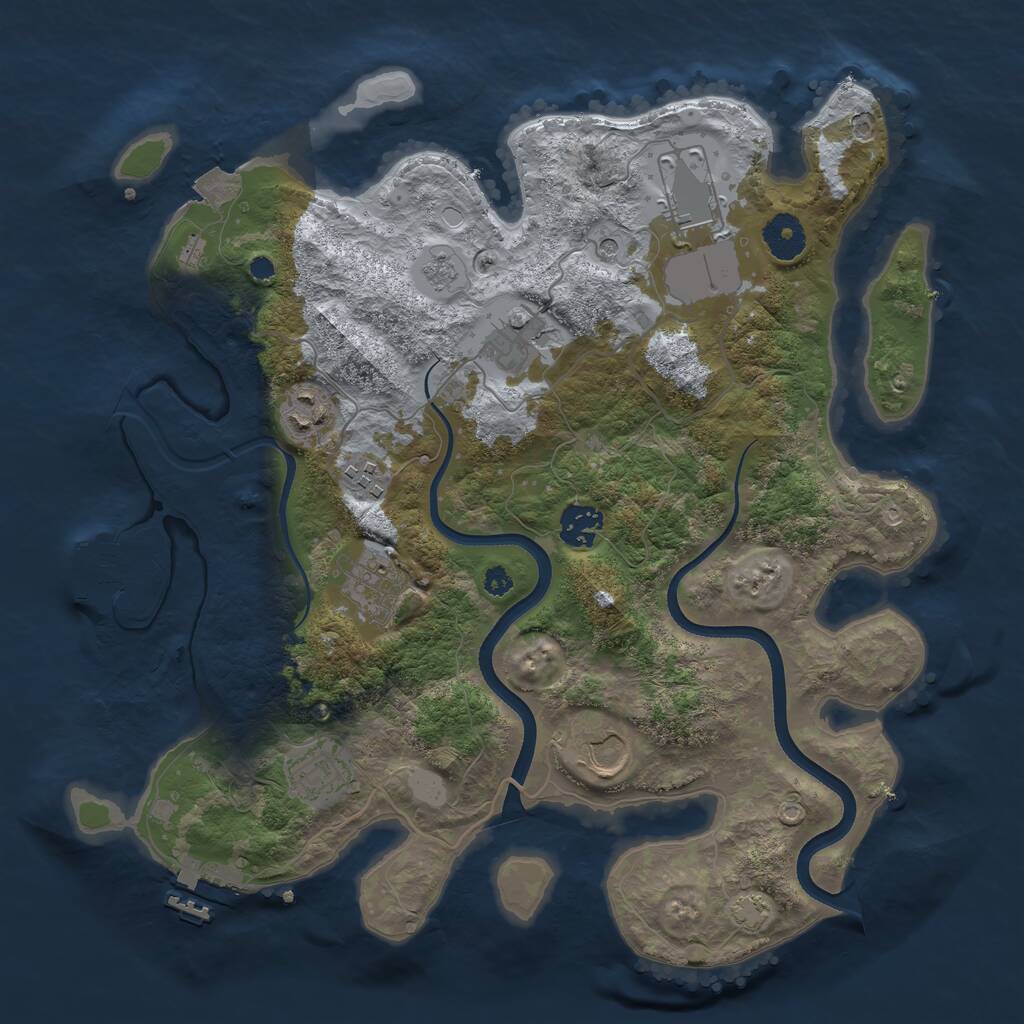 Rust Map: Procedural Map, Size: 3550, Seed: 813199, 14 Monuments