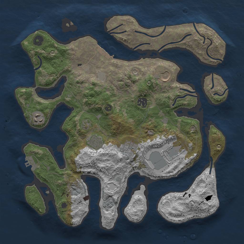 Rust Map: Procedural Map, Size: 3550, Seed: 718830, 15 Monuments