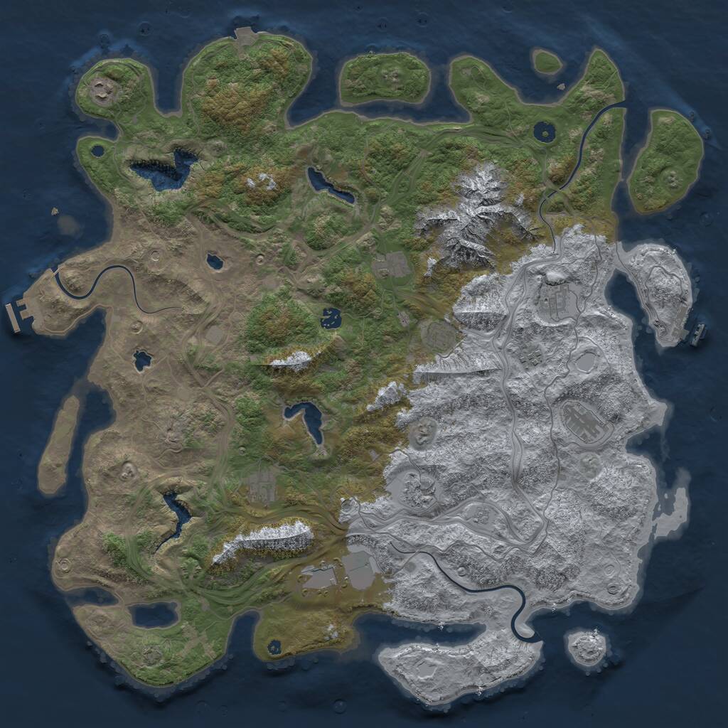 Rust Map: Procedural Map, Size: 5000, Seed: 1255567892, 16 Monuments
