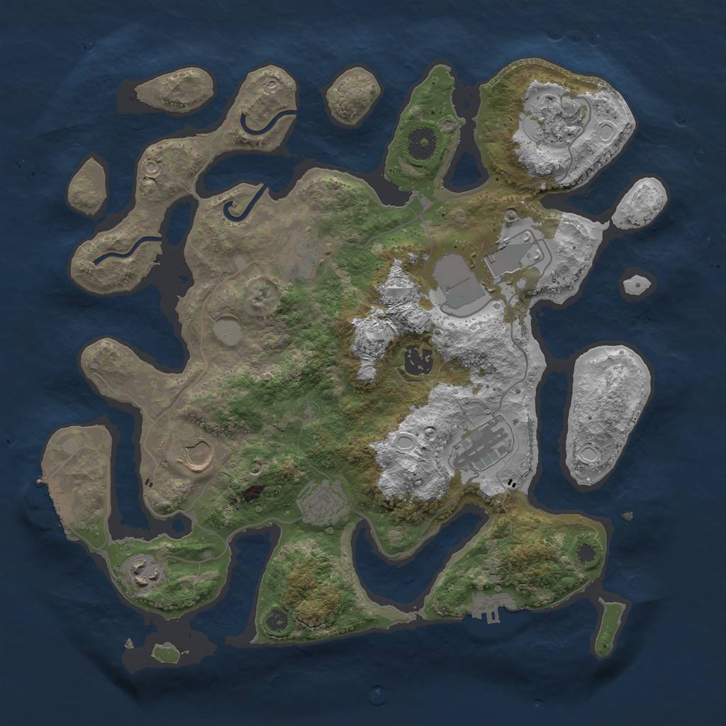 Rust Map: Procedural Map, Size: 3550, Seed: 335054, 15 Monuments