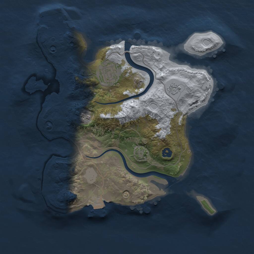 Rust Map: Procedural Map, Size: 2500, Seed: 595378, 6 Monuments