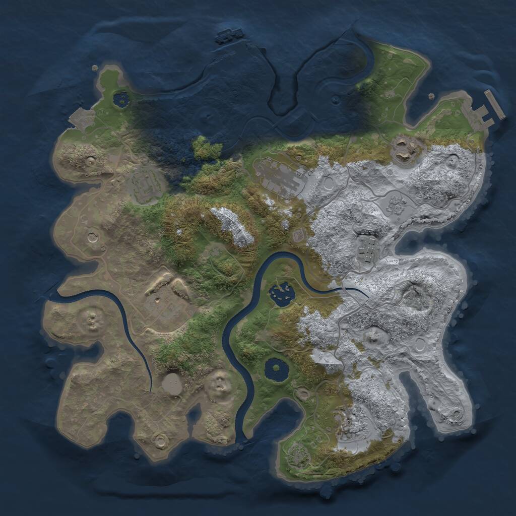 Rust Map: Procedural Map, Size: 3200, Seed: 1620677053, 13 Monuments