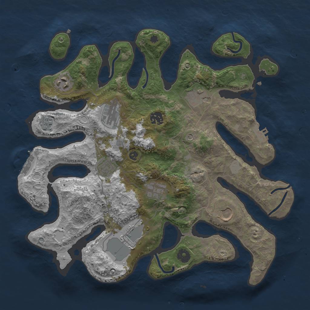 Rust Map: Procedural Map, Size: 3500, Seed: 13373, 17 Monuments