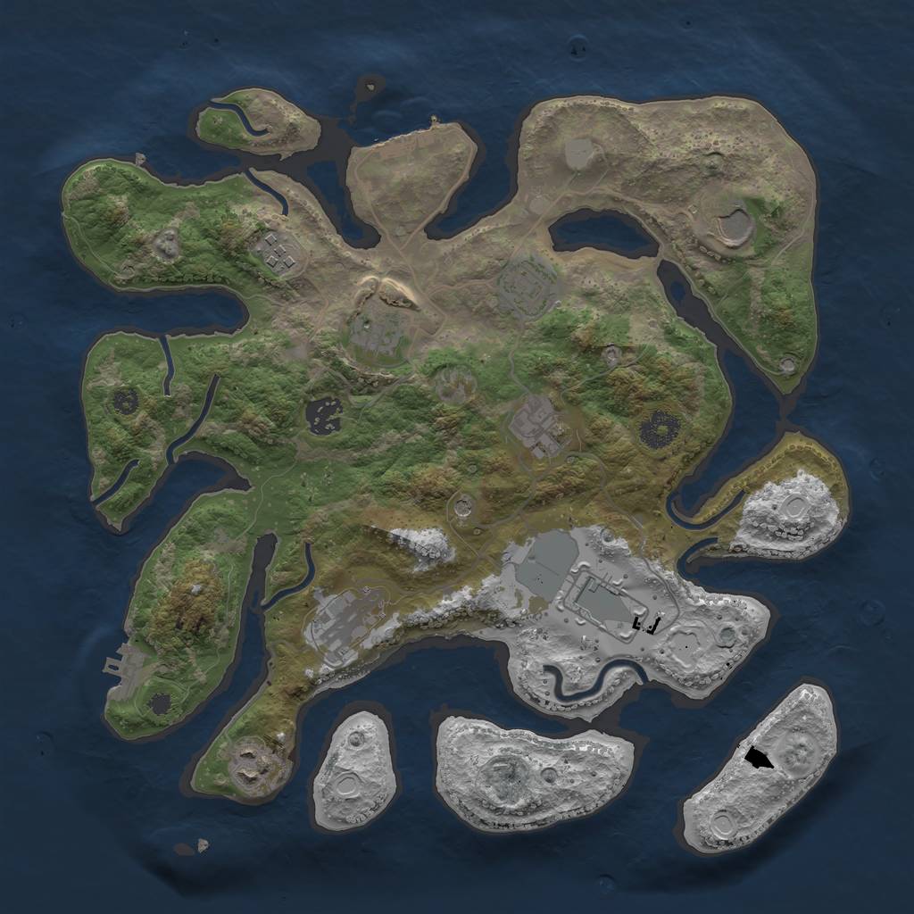 Rust Map: Procedural Map, Size: 3550, Seed: 431737, 17 Monuments