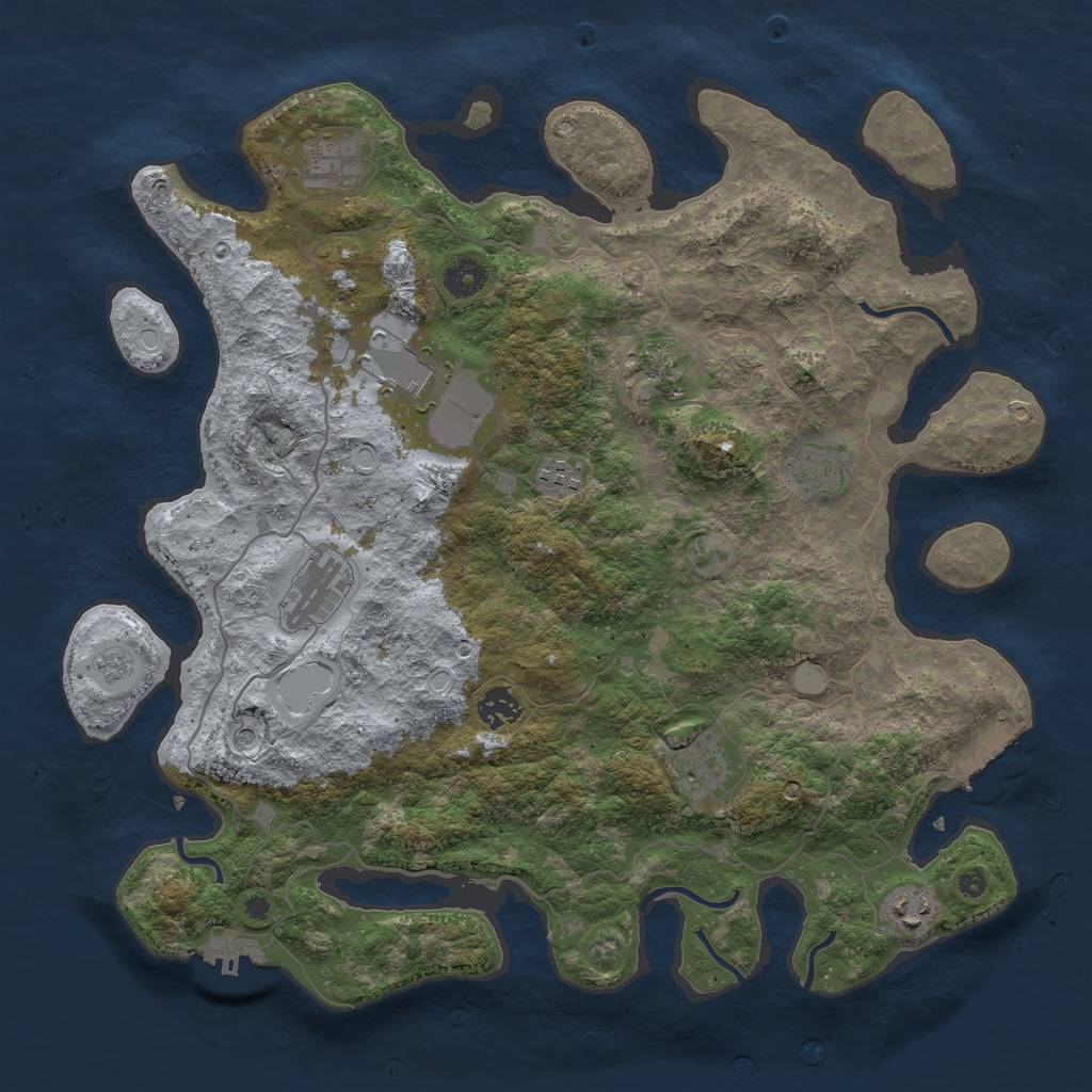 Rust Map: Procedural Map, Size: 4000, Seed: 90705, 16 Monuments