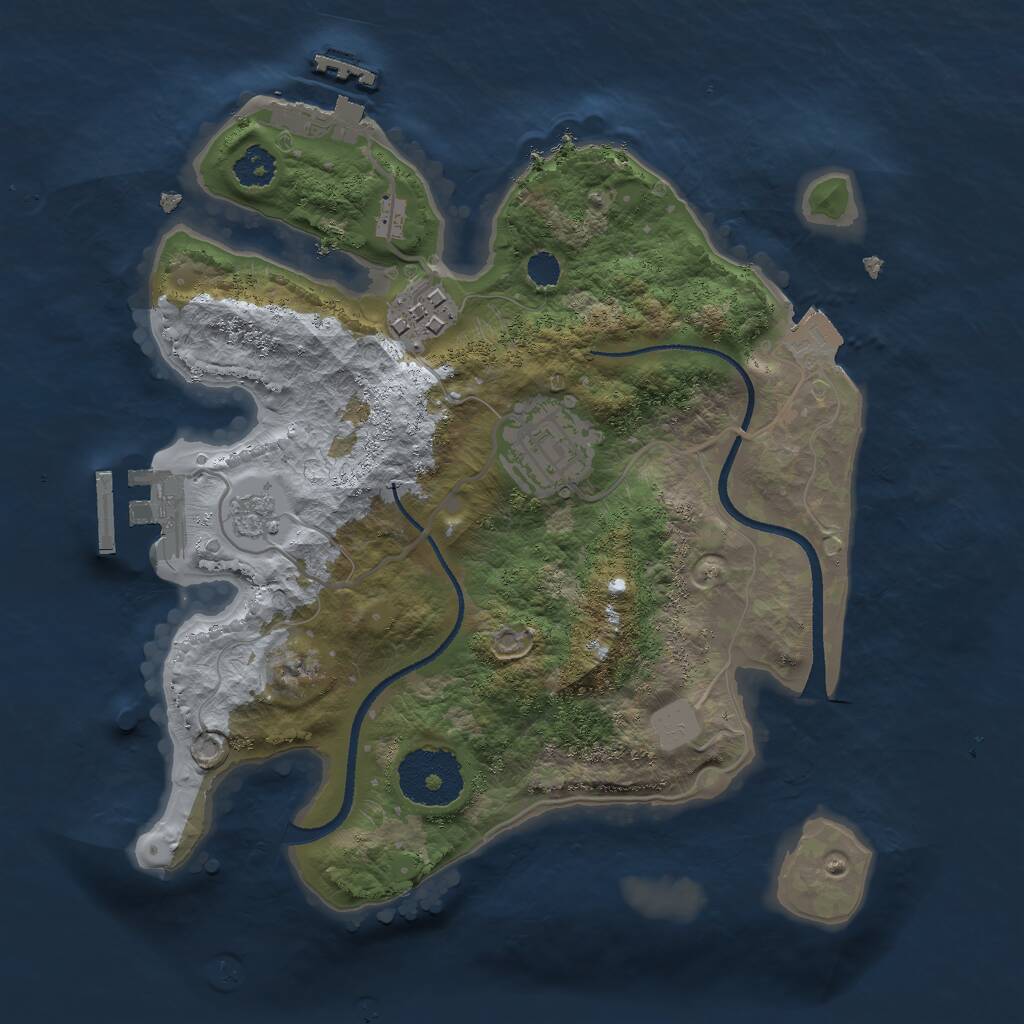 Rust Map: Procedural Map, Size: 2500, Seed: 633, 6 Monuments