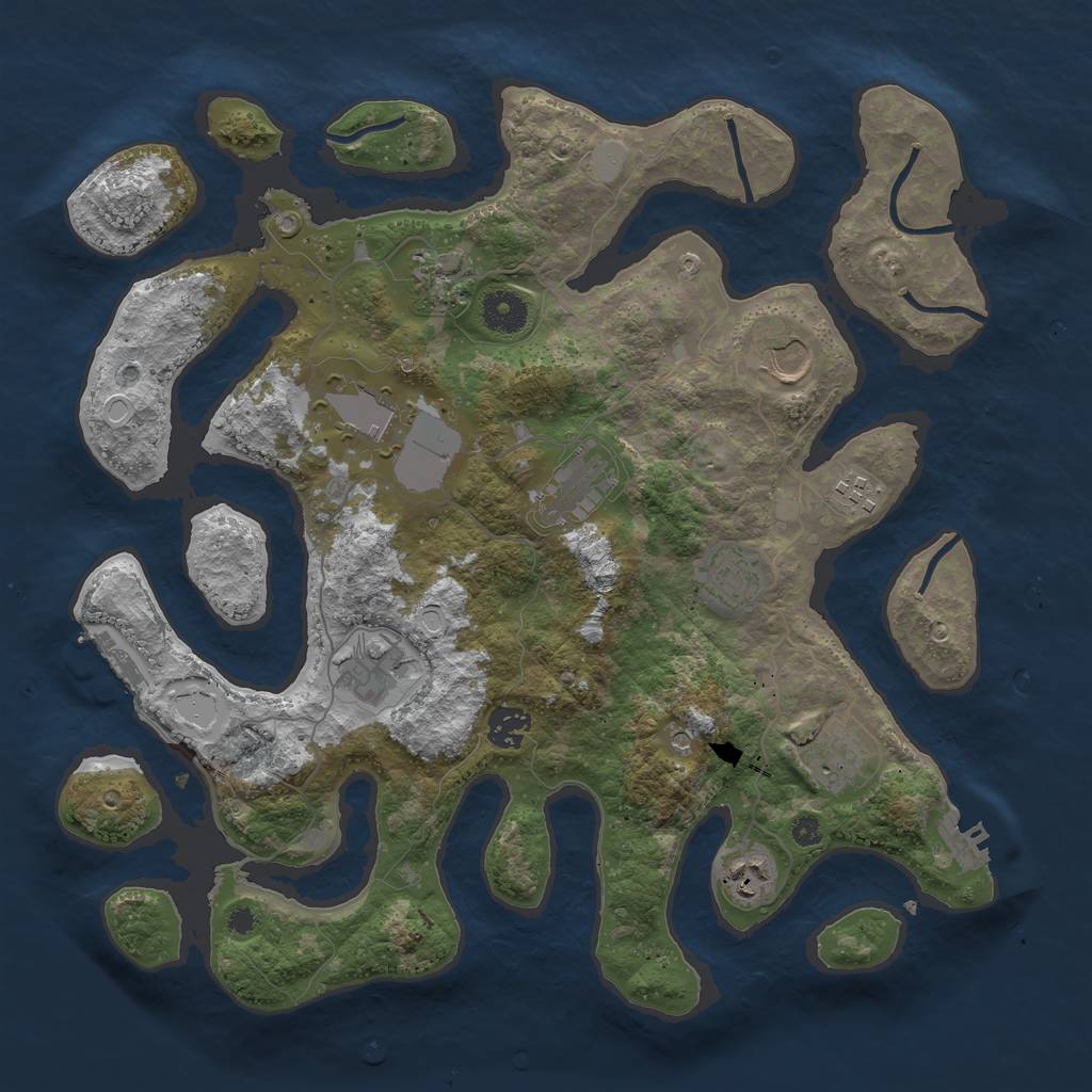 Rust Map: Procedural Map, Size: 3750, Seed: 1685, 18 Monuments