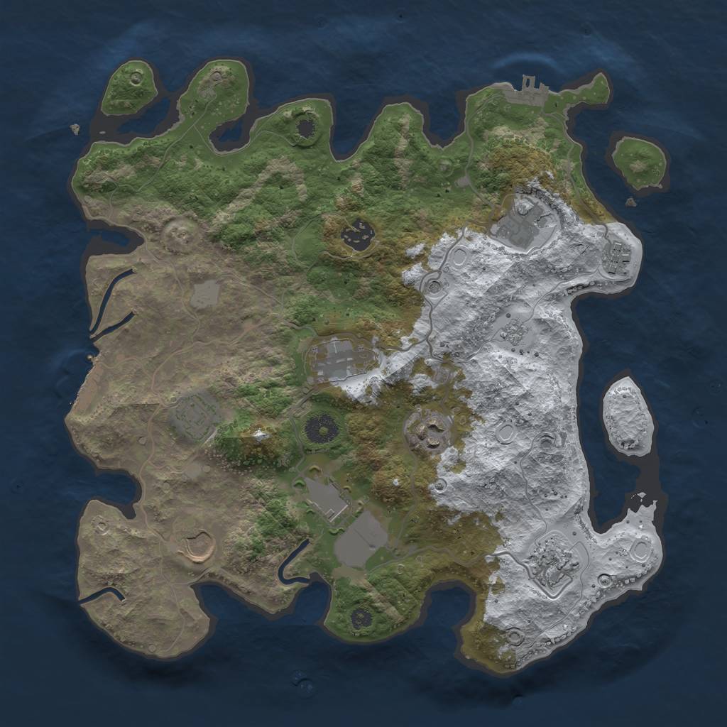 Rust Map: Procedural Map, Size: 3500, Seed: 981743, 18 Monuments