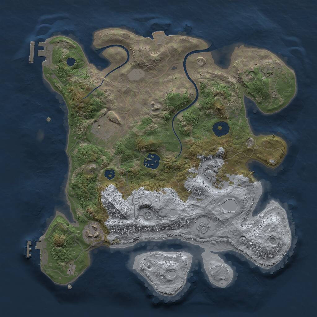 Rust Map: Procedural Map, Size: 3000, Seed: 42452, 10 Monuments