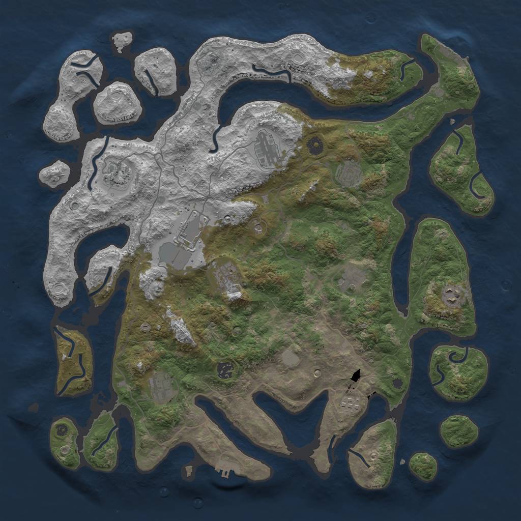 Rust Map: Procedural Map, Size: 4500, Seed: 632906872, 18 Monuments