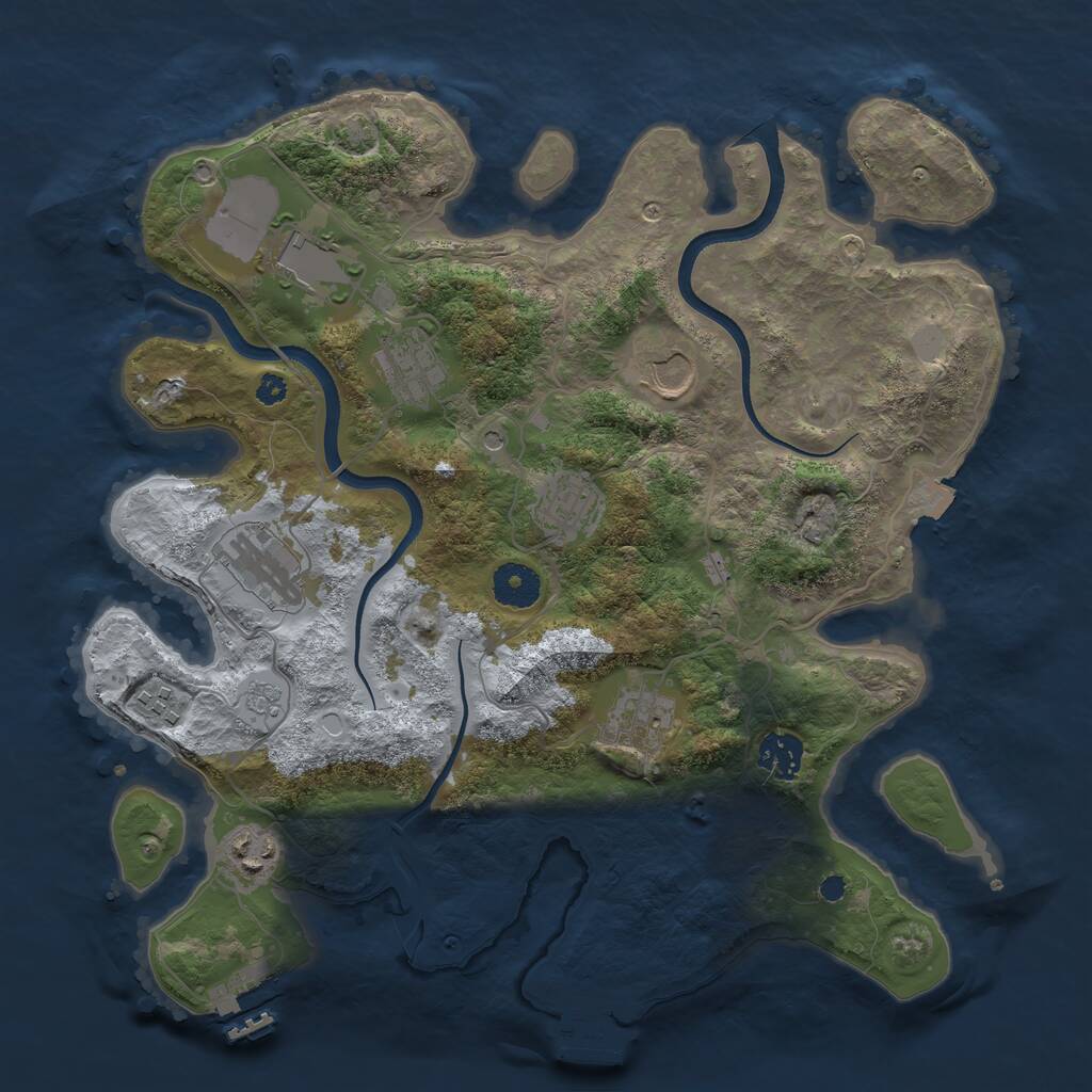 Rust Map: Procedural Map, Size: 3550, Seed: 525393, 15 Monuments