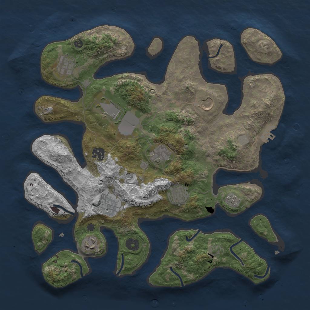 Rust Map: Procedural Map, Size: 3550, Seed: 525393, 16 Monuments