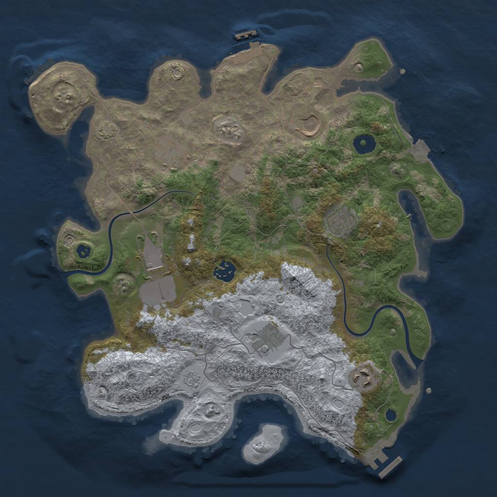 Rust Map: Procedural Map, Size: 3550, Seed: 340609, 12 Monuments