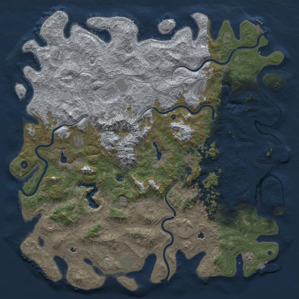 Rust Map: Procedural Map, Size: 6000, Seed: 91997932, 17 Monuments