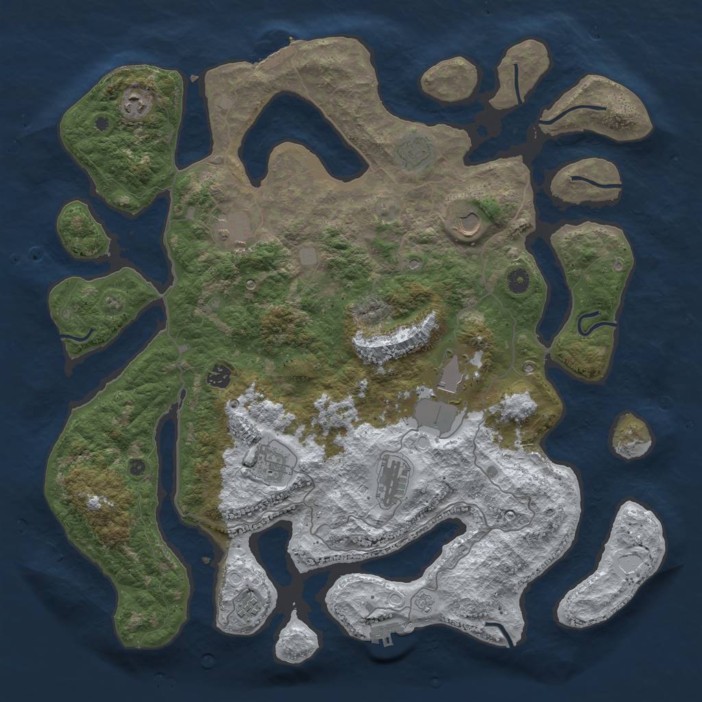Rust Map: Procedural Map, Size: 4500, Seed: 50000, 18 Monuments
