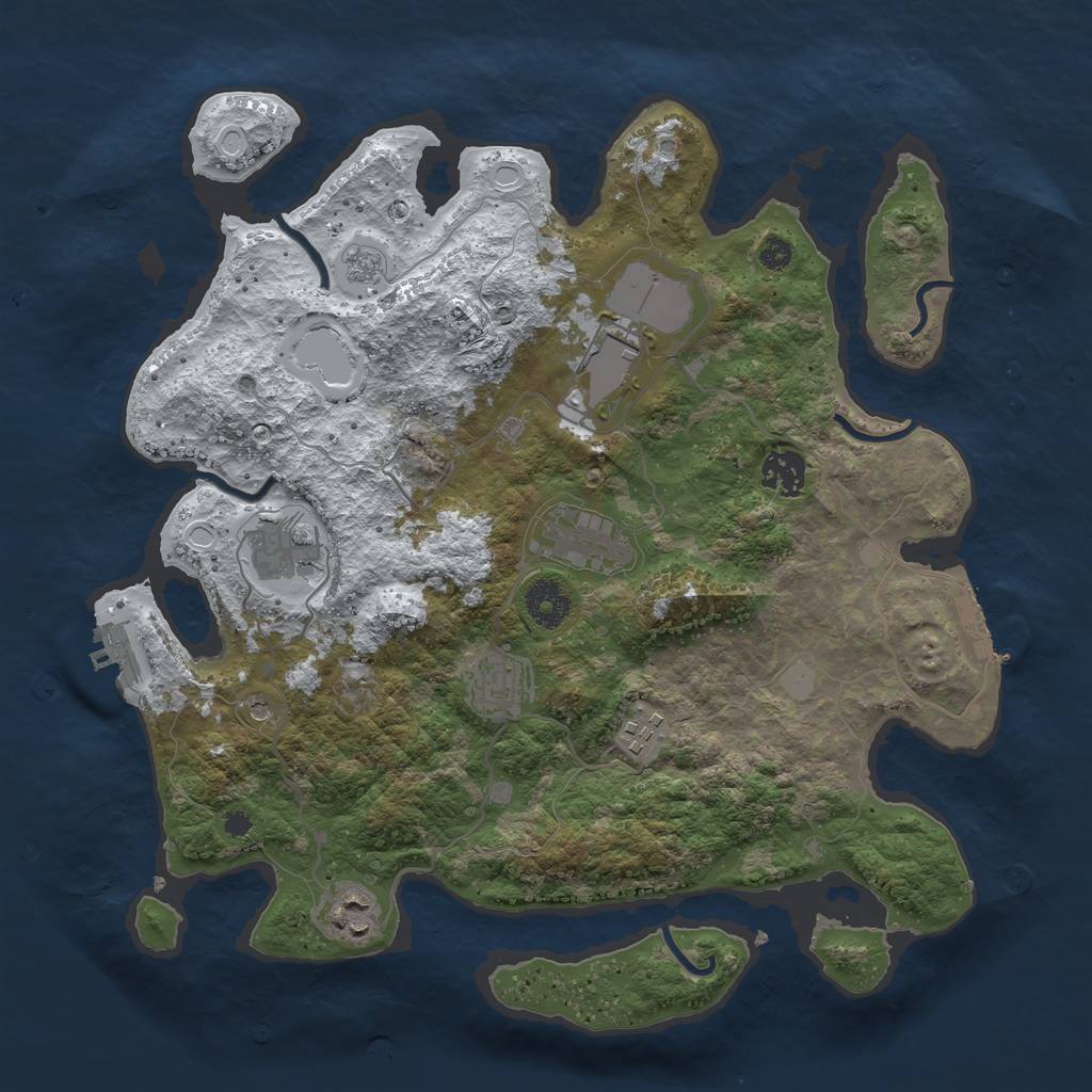Rust Map: Procedural Map, Size: 3550, Seed: 904518, 16 Monuments