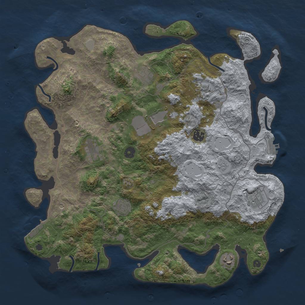 Rust Map: Procedural Map, Size: 4000, Seed: 320113, 17 Monuments