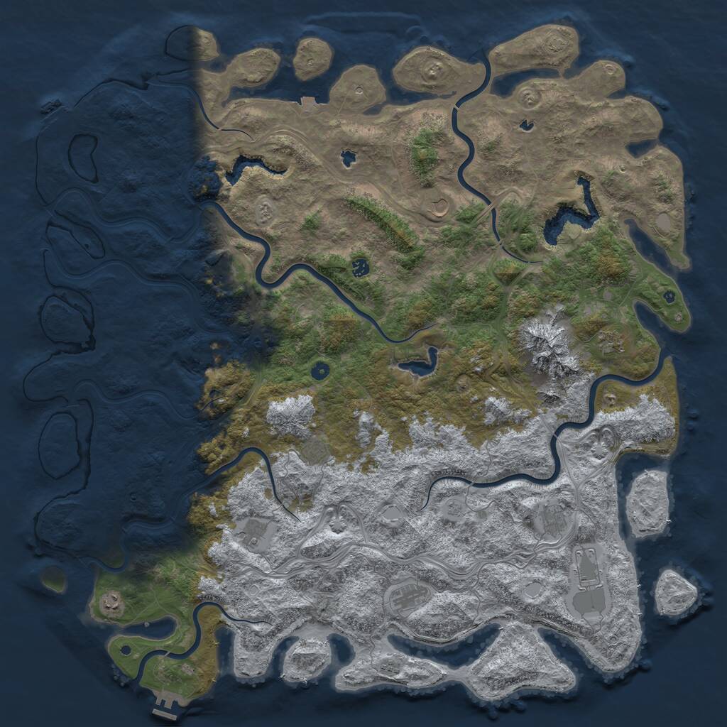 Rust Map: Procedural Map, Size: 6000, Seed: 106365459, 17 Monuments
