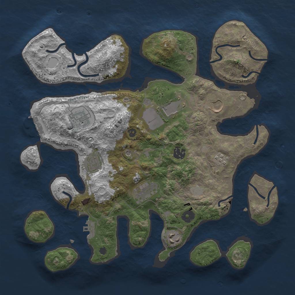 Rust Map: Procedural Map, Size: 3550, Seed: 482066, 16 Monuments