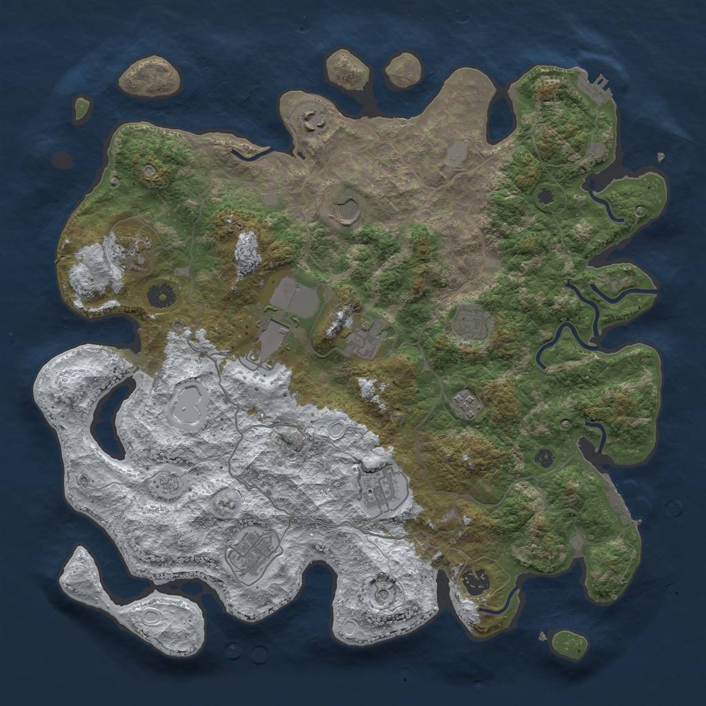 Rust Map: Procedural Map, Size: 4000, Seed: 814838610, 19 Monuments