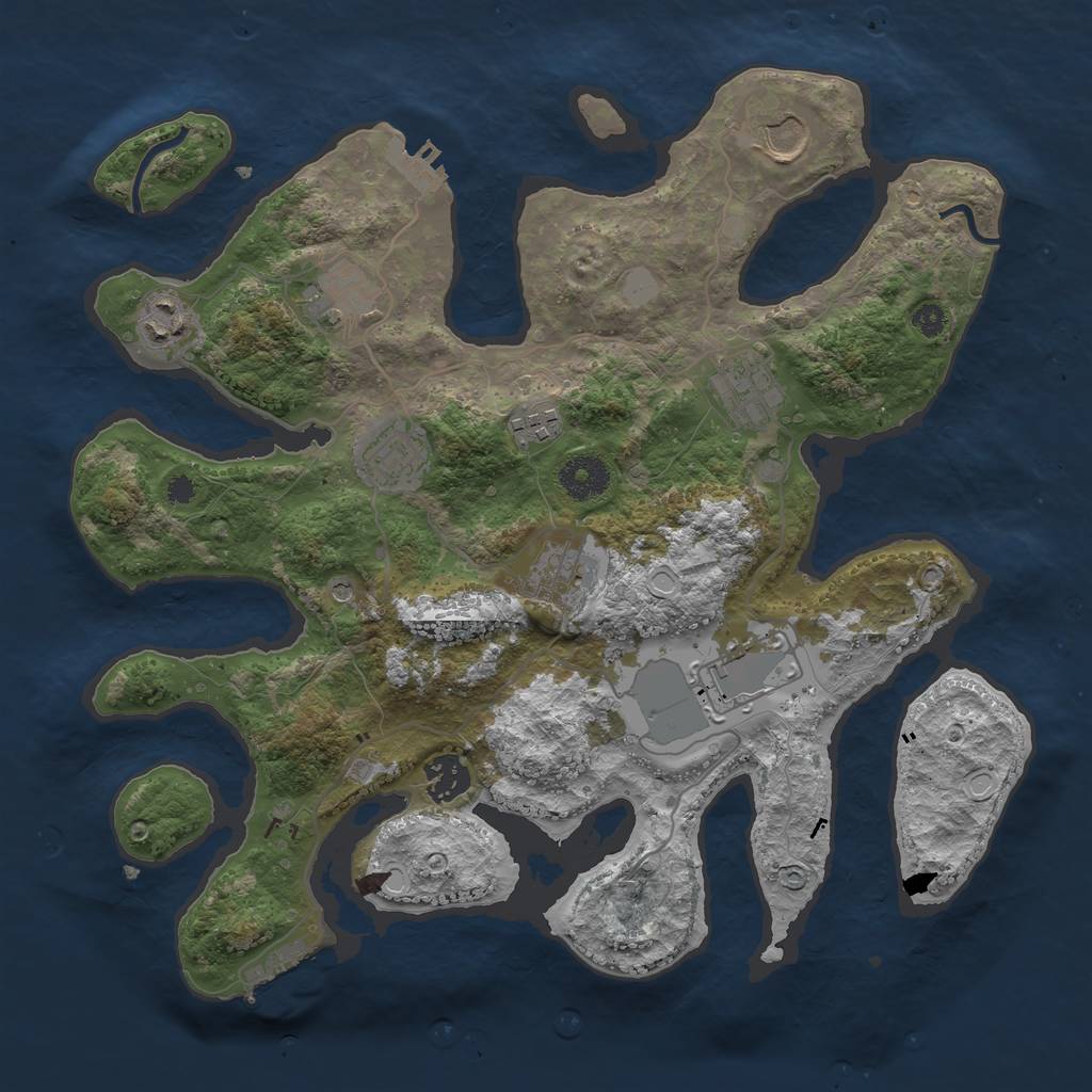 Rust Map: Procedural Map, Size: 3500, Seed: 32426754, 17 Monuments