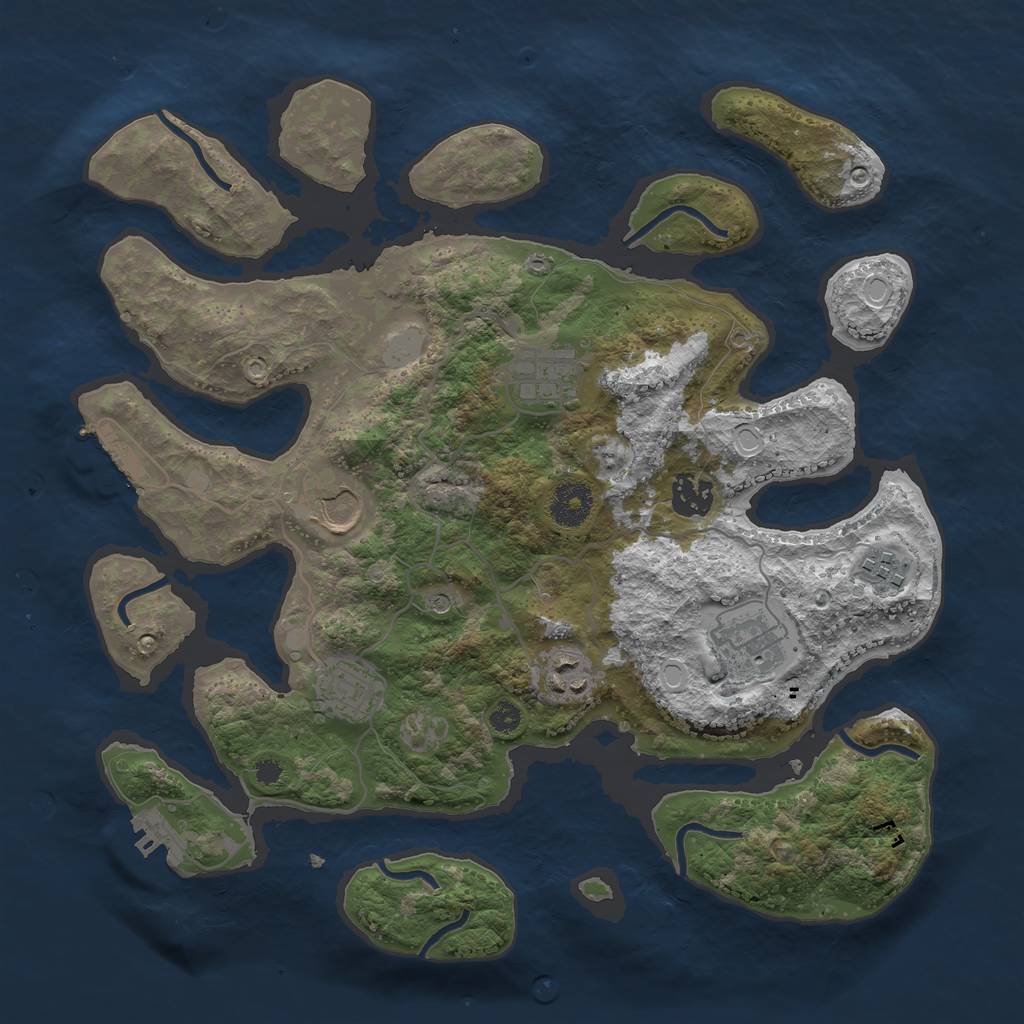 Rust Map: Procedural Map, Size: 3500, Seed: 3191, 15 Monuments