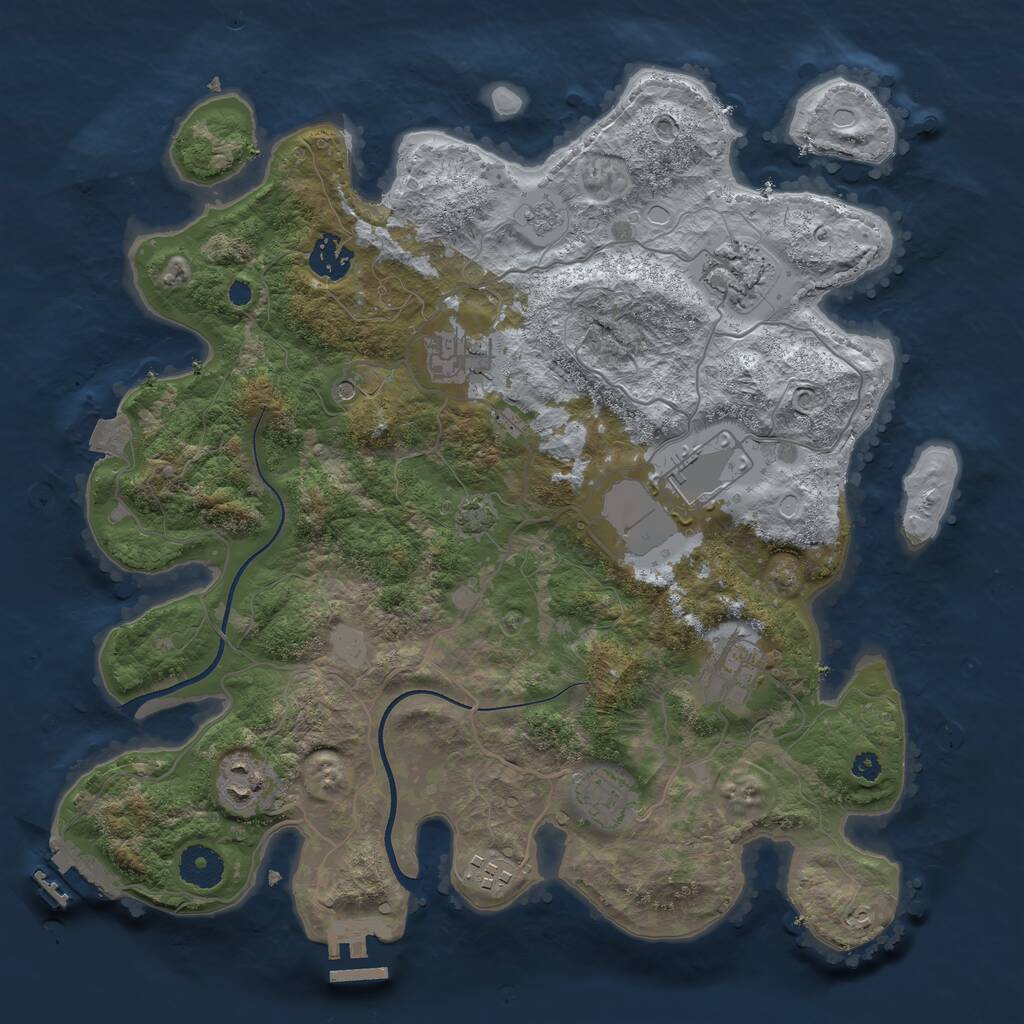 Rust Map: Procedural Map, Size: 3550, Seed: 21569, 14 Monuments