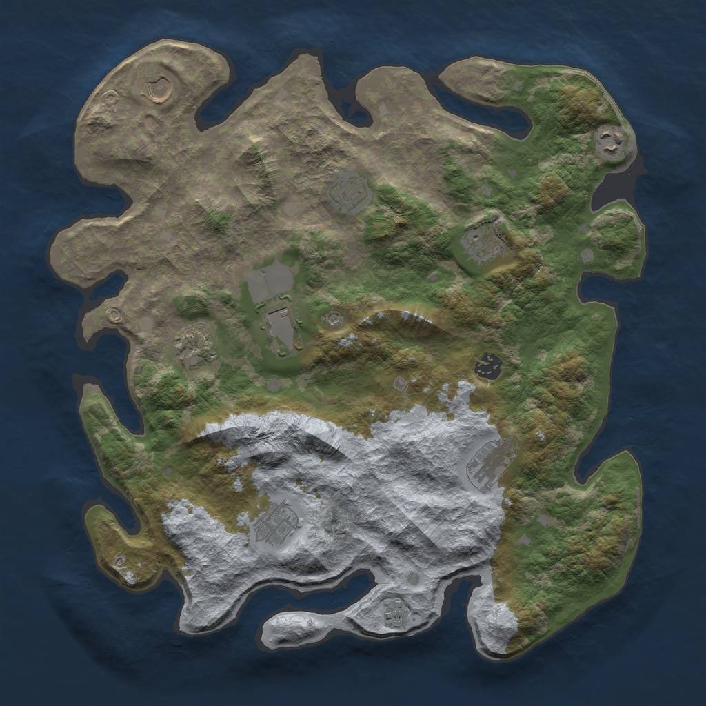 Rust Map: Barren, Size: 4000, Seed: 50386, 13 Monuments