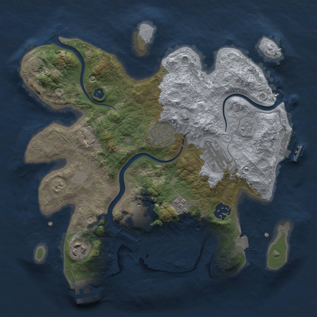 Rust Map: Procedural Map, Size: 3000, Seed: 1175194331, 12 Monuments