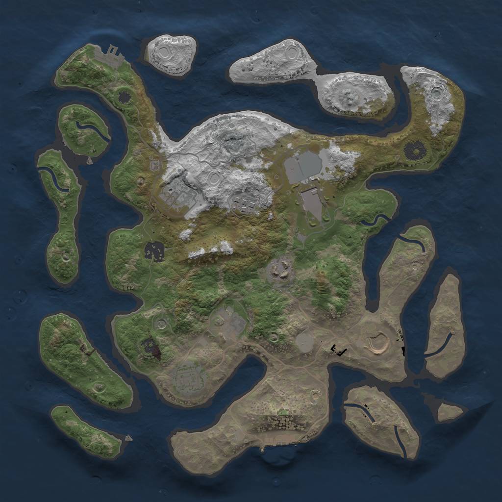 Rust Map: Procedural Map, Size: 3550, Seed: 804446, 16 Monuments