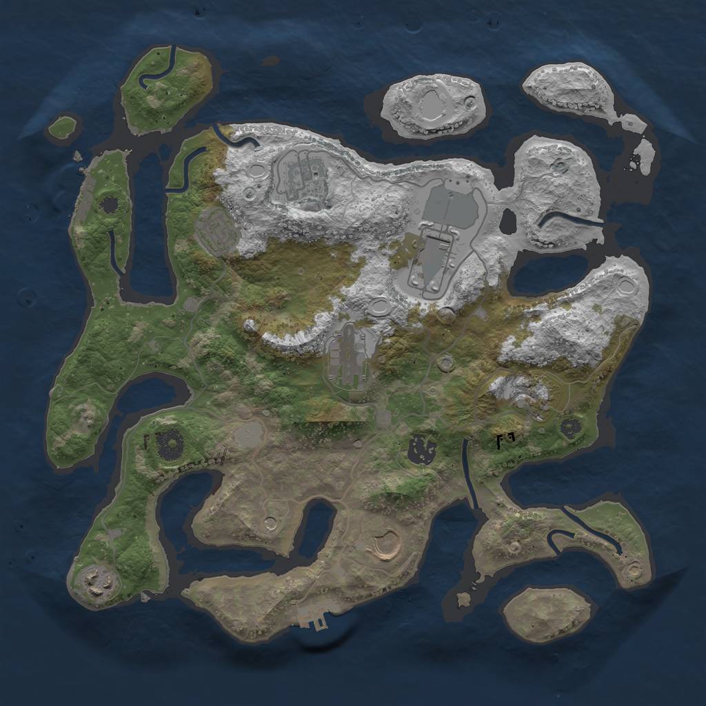 Rust Map: Procedural Map, Size: 3550, Seed: 601082, 16 Monuments