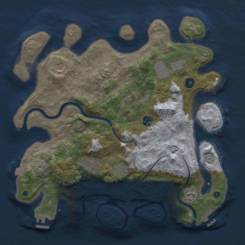 Rust Map: Procedural Map, Size: 3700, Seed: 124567396, 14 Monuments