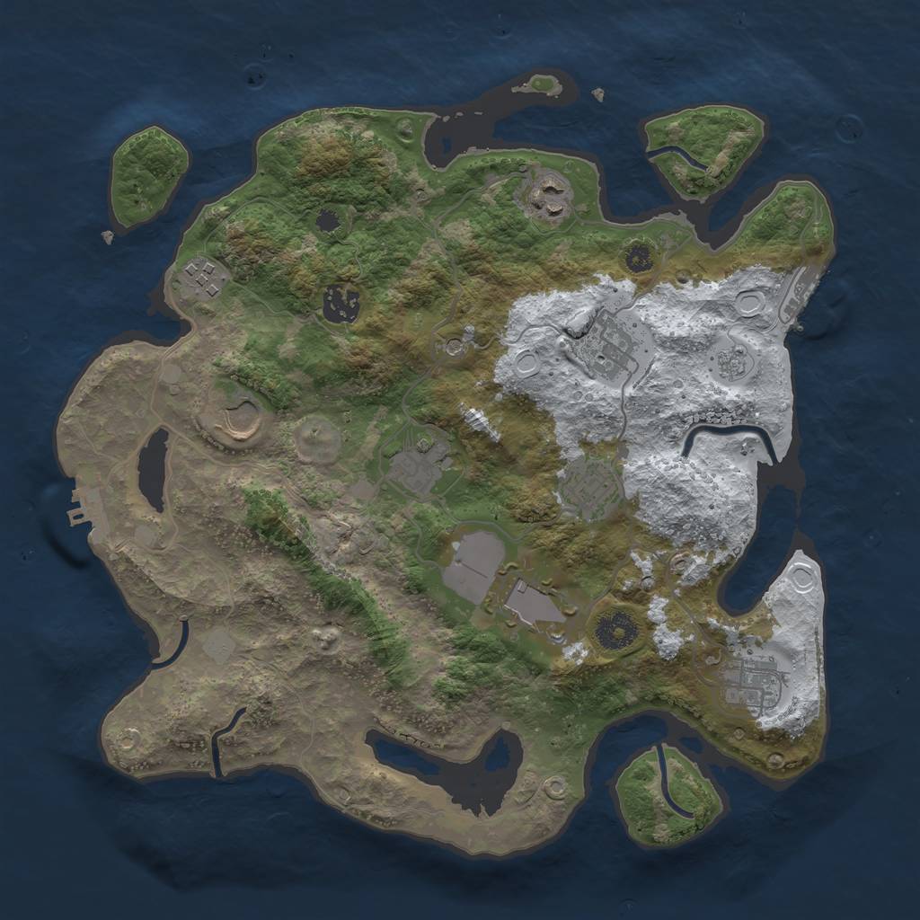 Rust Map: Procedural Map, Size: 3500, Seed: 1258169963, 18 Monuments