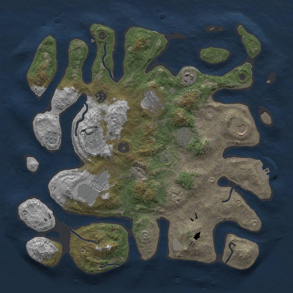 Rust Map: Procedural Map, Size: 3850, Seed: 12345, 16 Monuments