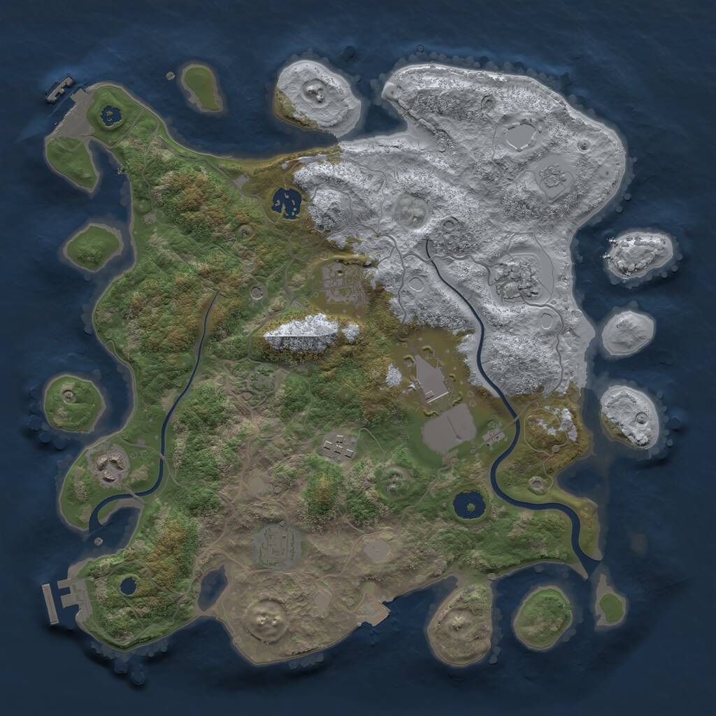 Rust Map: Procedural Map, Size: 3550, Seed: 754798, 13 Monuments