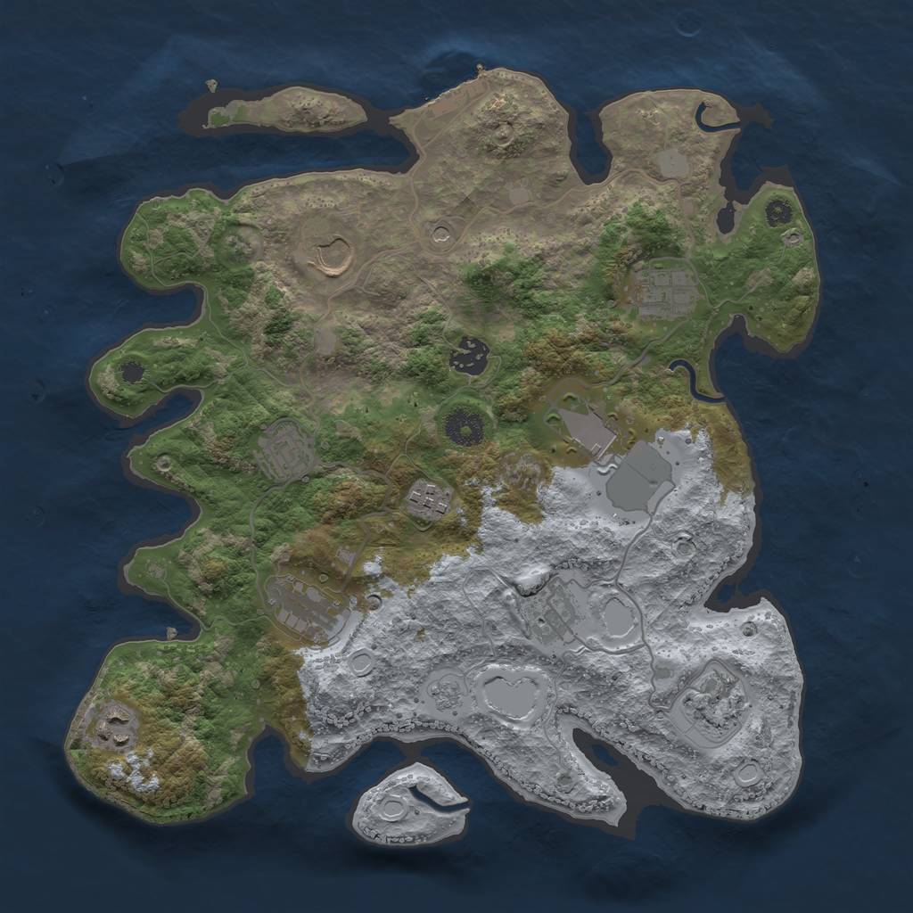 Rust Map: Procedural Map, Size: 3550, Seed: 497418, 16 Monuments