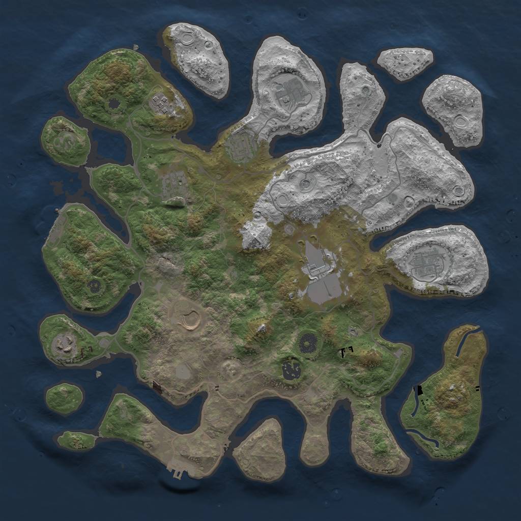 Rust Map: Procedural Map, Size: 4000, Seed: 511033, 17 Monuments